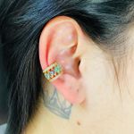 Par De Piercing Fake Zircônia Navete Dourado Acqua 