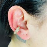 Par De Piercing Fake Zircônia Dourado 