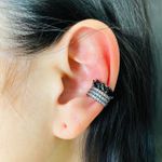 Par De Piercing Fake Zircônia Grafite Preto 