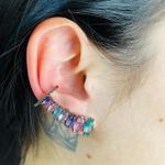 Brinco Ear Cuff Zircônia Navete Grafite Colorido 