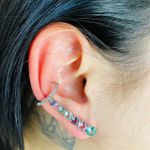 Brinco Ear Cuff Zircônia Prata Colorido 