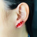 Brinco Ear Cuff Zircônia Dourado Vermelho 