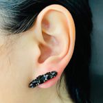 Brinco Ear Cuff Zircônia Grafite Preto 