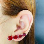 Brinco Ear Cuff Zircônia Prata Vermelho 