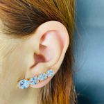 Brinco Ear Cuff Zircônia Dourado Branco 