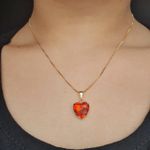 Colar Dourado Coração Vermelho 
