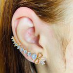 Brinco Ear Cuff Zircônia Laço Dourado 