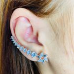 Brinco Ear Cuff Zircônia Prata Branco