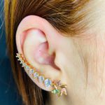 Brinco Ear Cuff Zircônia Dourado Colorido 