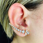 Brinco Ear Cuff Zircônia Ramos Dourado Branco 