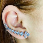 Brinco Ear Cuff Zircônia Ramos Prata Branco 