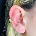 Piercing Fake Zircônia Dourado Azul Marinho 