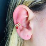 Piercing Fake Zircônia Dourado Vermelho 