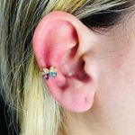 Piercing Fake Zircônia Dourado Colorido 