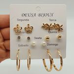 Kit De Brincos Dias Da Semana Dourado Borboleta 