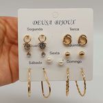 Kit De Brincos Dias Da Semana Dourado Coração 