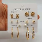Kit De Brincos Dias Da Semana Dourado Ursinho 