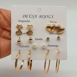 Kit De Brincos Dias Da Semana Dourado Coração 