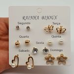 Kit De Brincos Dias Da Semana Dourado Flor 