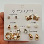Kit De Brincos Dias Da Semana Dourado Borboleta 