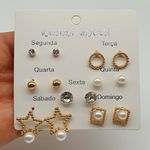 Kit De Brincos Dias Da Semana Dourado Estrela 