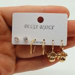 Kit De Brincos Dourado Esferas 