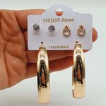 Kit De Brincos Dourado Estrela 