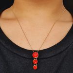 Colar Folheado a Ouro Pontos De Luz Vermelho 