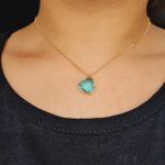 Colar Folheado a Ouro Coração Azul Claro 