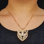Colar Folheado a Ouro Onça Pintada 