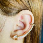 Brinco Ear Cuff Zircônia Coração Dourado Rosê 