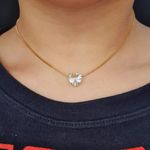 Colar Folheado a Ouro Coração Branco 