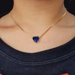 Colar Folheado a Ouro Coração Azul 