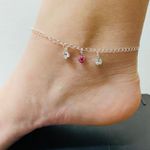 Tornozeleira Folheada a Prata Rosa e Branco 