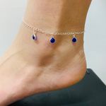 Tornozeleira Folheada a Prata 925 Azul 
