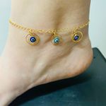 Tornozeleira Folheada a Ouro 18K Olho Grego 