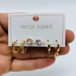 Kit De Brincos Gênero Dourado 