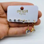 Kit De Brincos Pontos De Luz Dourado 