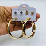 Kit De Brincos Flor Dourado 