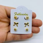 Kit De Brincos Folheados a Ouro Laço 