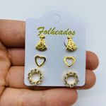 Kit De Brincos Folheados a Ouro Nossa Senhora Aparecida