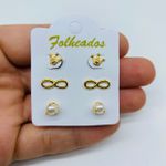 Kit De Brincos Folheados a Ouro Infinito 