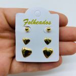 Kit De Brincos Folheados a Ouro Coração 