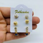 Kit De Brincos Folheados a Ouro Olho Grego 