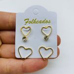 Kit De Brincos Folheados a Ouro Coração