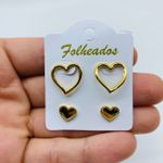Kit De Brincos Folheados a Ouro Coração 