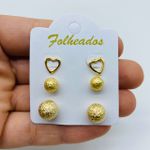 Kit De Brincos Folheados a Ouro Esfera