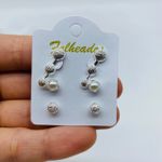 Kit De Brincos Folheados a Prata Pérola