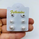 Kit De Brincos Folheados a Prata Esferas 