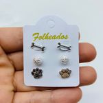 Kit De Brincos Folheados a Prata Patinha 